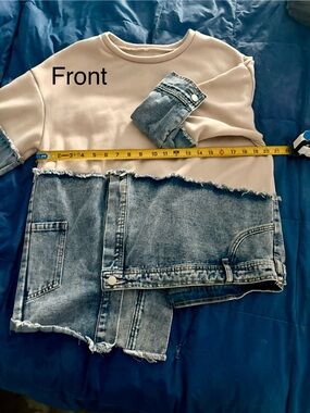 Denim Patch Work Sweatshirt